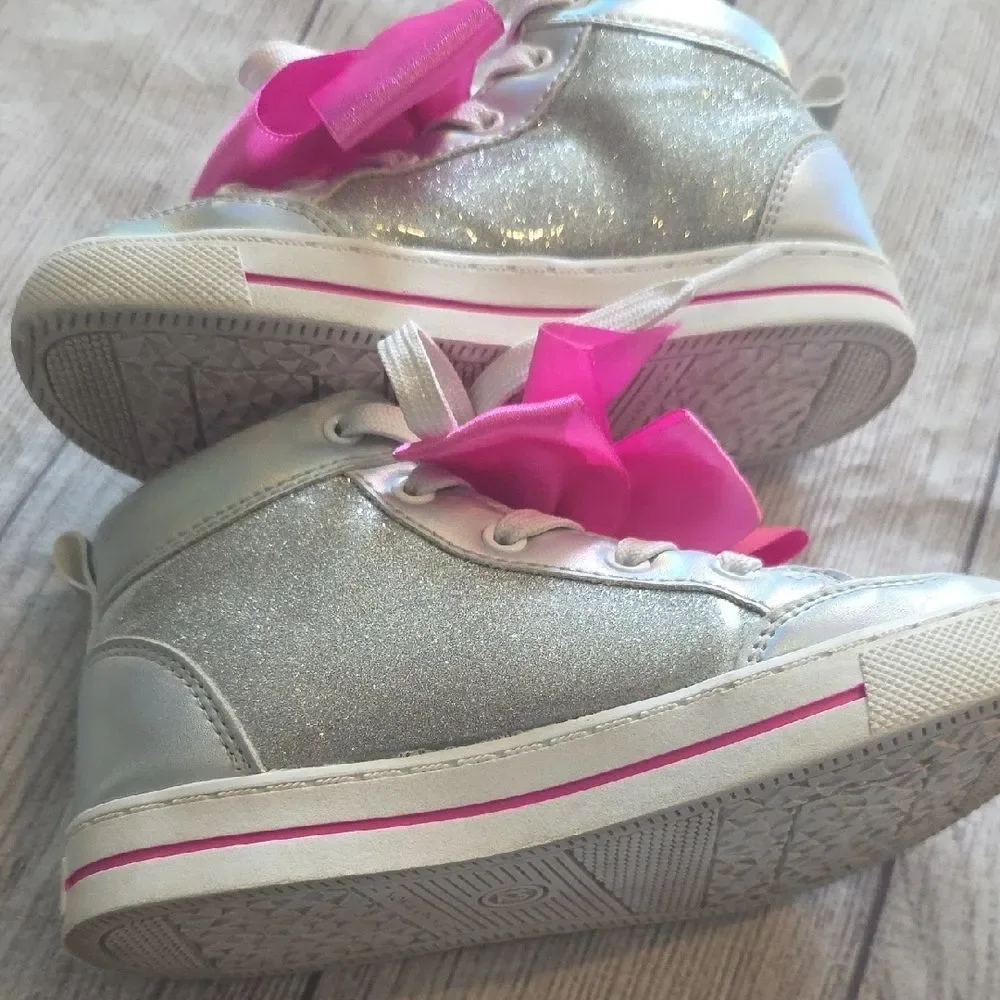 JoJo Siwa Silver Sneakers with Pink Bow